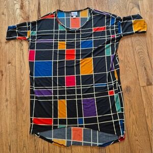 LuLaRoe Tunic Top‎ Geometric Print Short Sleeve Casual XXS 059
